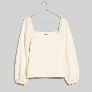 Madewell Crepe Square-Neck Puff Sleeve Top
